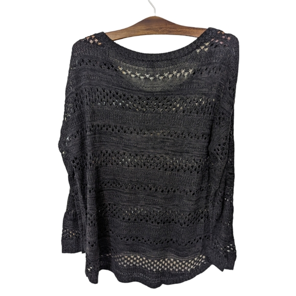 Sweater Loose Knit J.O. & Co. See Through Charcoal Grey Ladies Medium - Picture 3 of 3